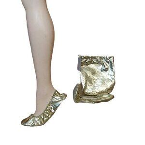 Metallic Gold Ballet Travel Slippers Womens Size Medium Fits Sizes 7-8